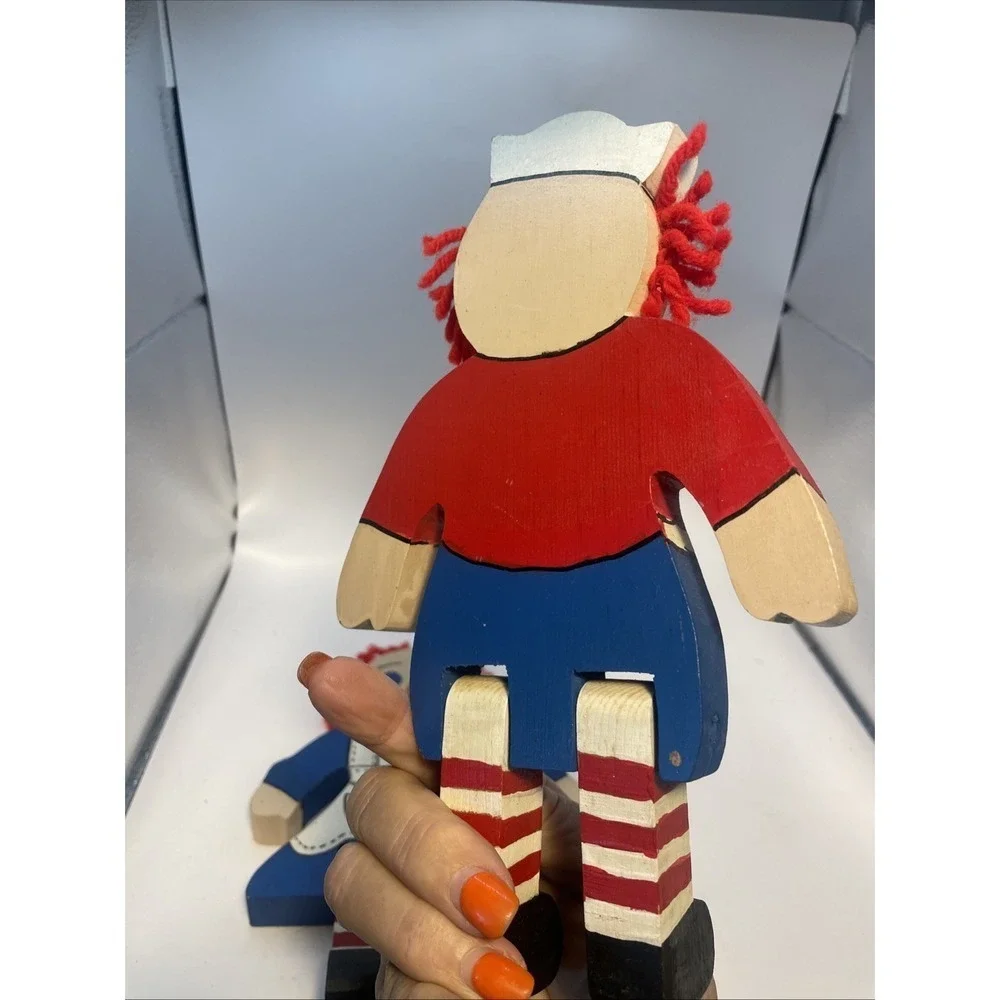 Hand-Made, Wooden Raggedy Ann and Andy, Hand-painted / 9 inches‎ tall